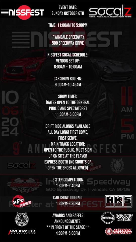 Nissfest 2024 Event Schedule